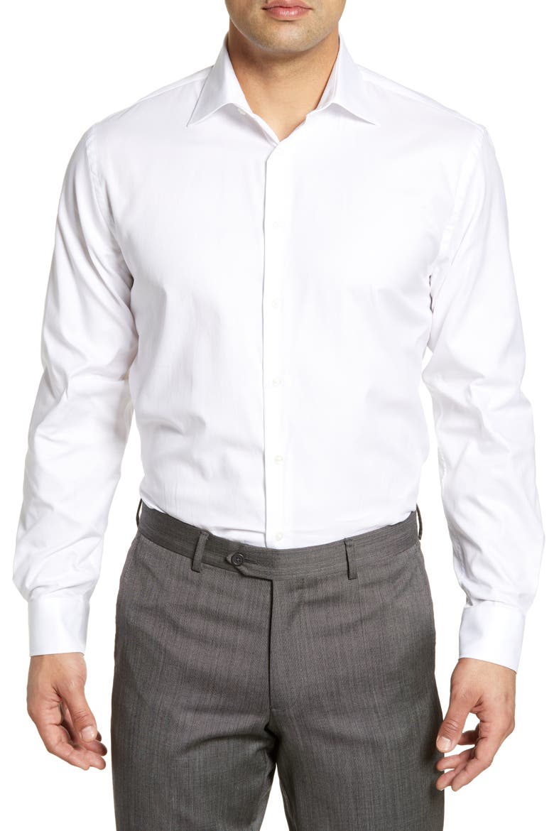 Traditional Fit Solid Dress Shirt, Main, color, WHITE