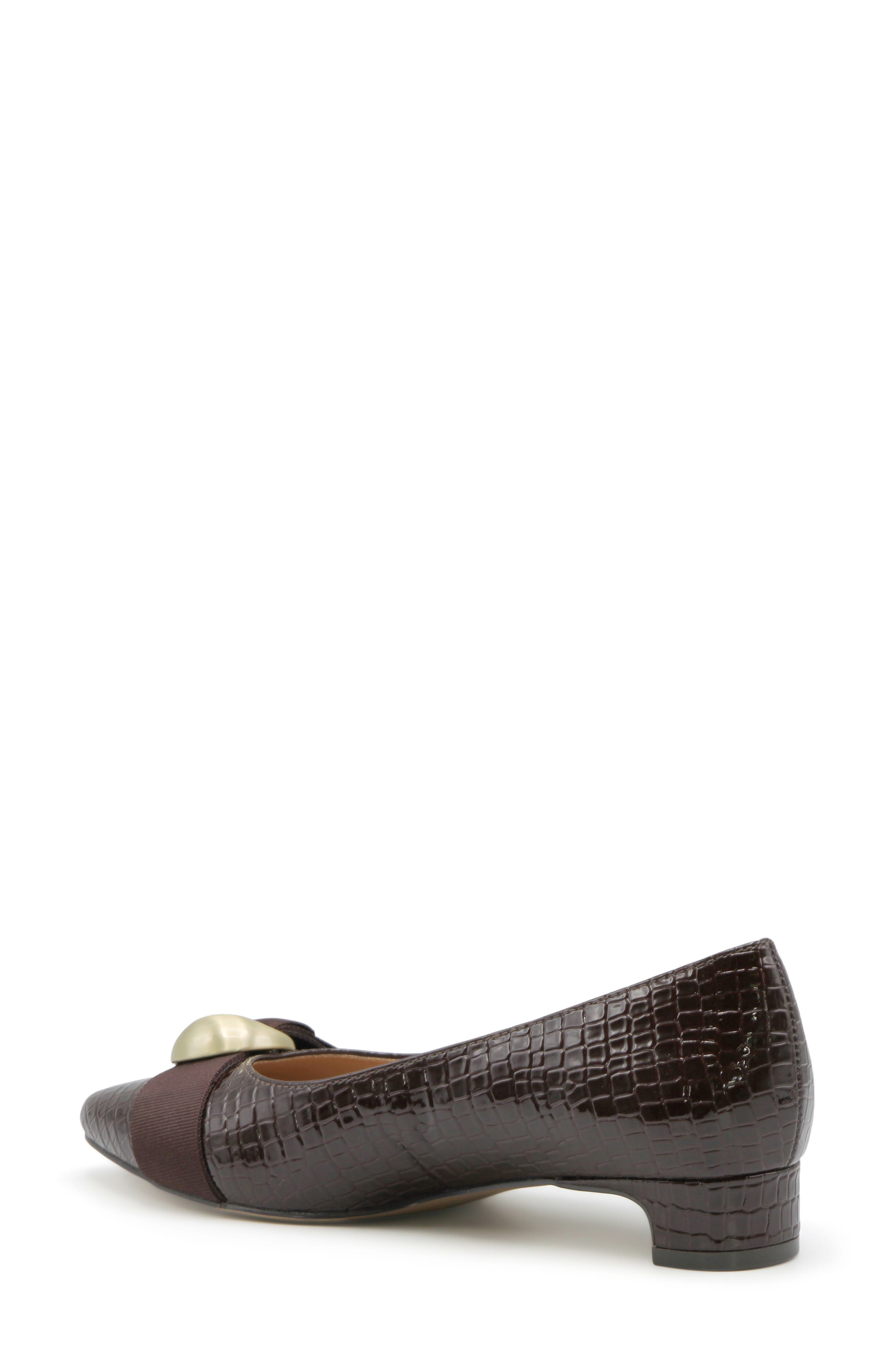Penchant Croc Embossed Faux Leather Pump, Alternate, color, DK BRN CROC