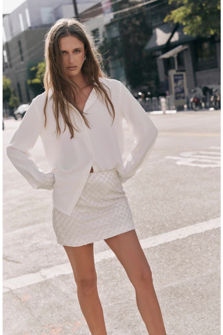 Faux Pearl Embellished Miniskirt, Alternate, color, IVORY