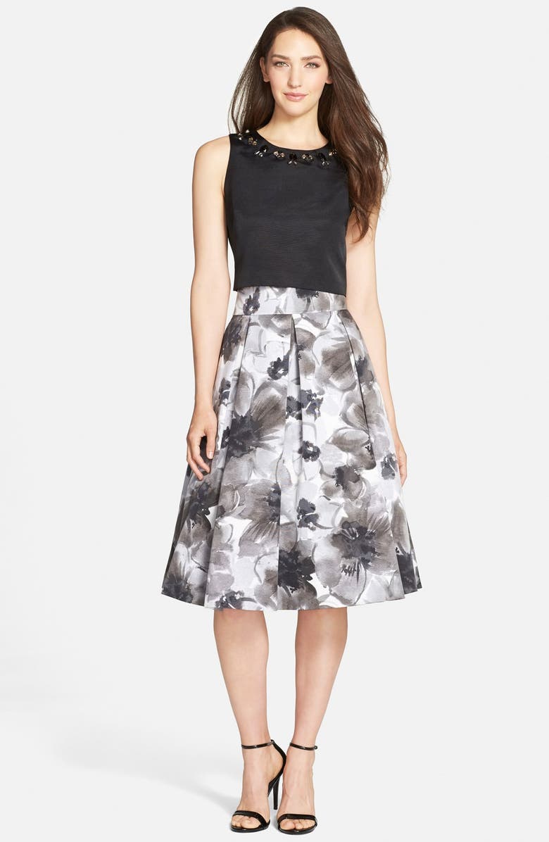 Eliza J Embellished Faille Top, Alternate, color, 