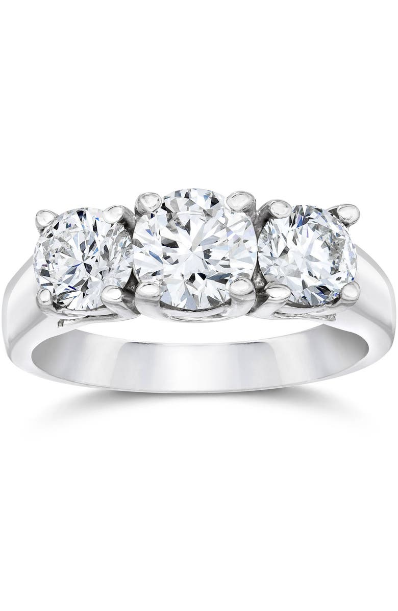 Bliss Diamond 1 3/8ct Three Stone Lab Grown Diamond Engagement Ring 14K Gold, Main, color, 14K White Gold