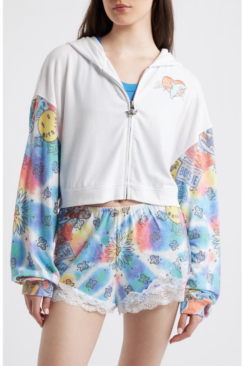 Tie-Danna Full Zip Hacci Fleece Hoodie, Alternate, color, MULTI