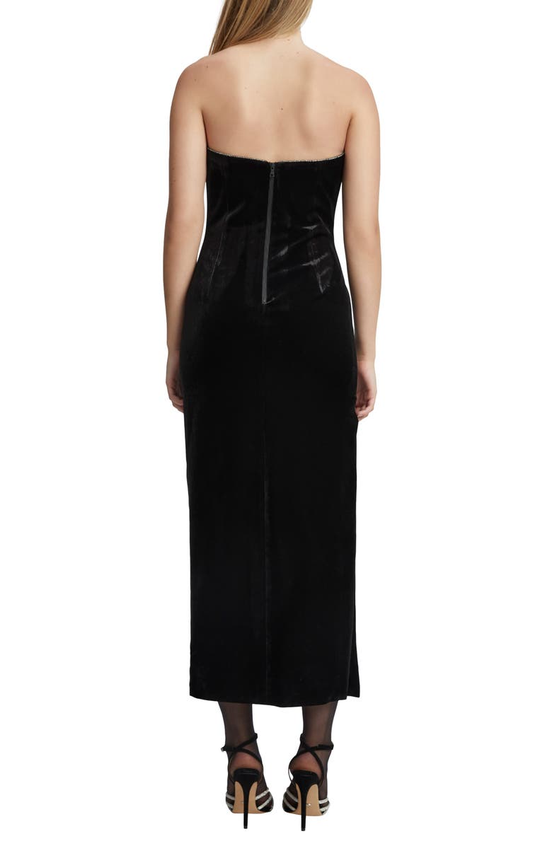 Bardot Lilah Strapless Stretch Velvet Midi Dress, Alternate, color, 