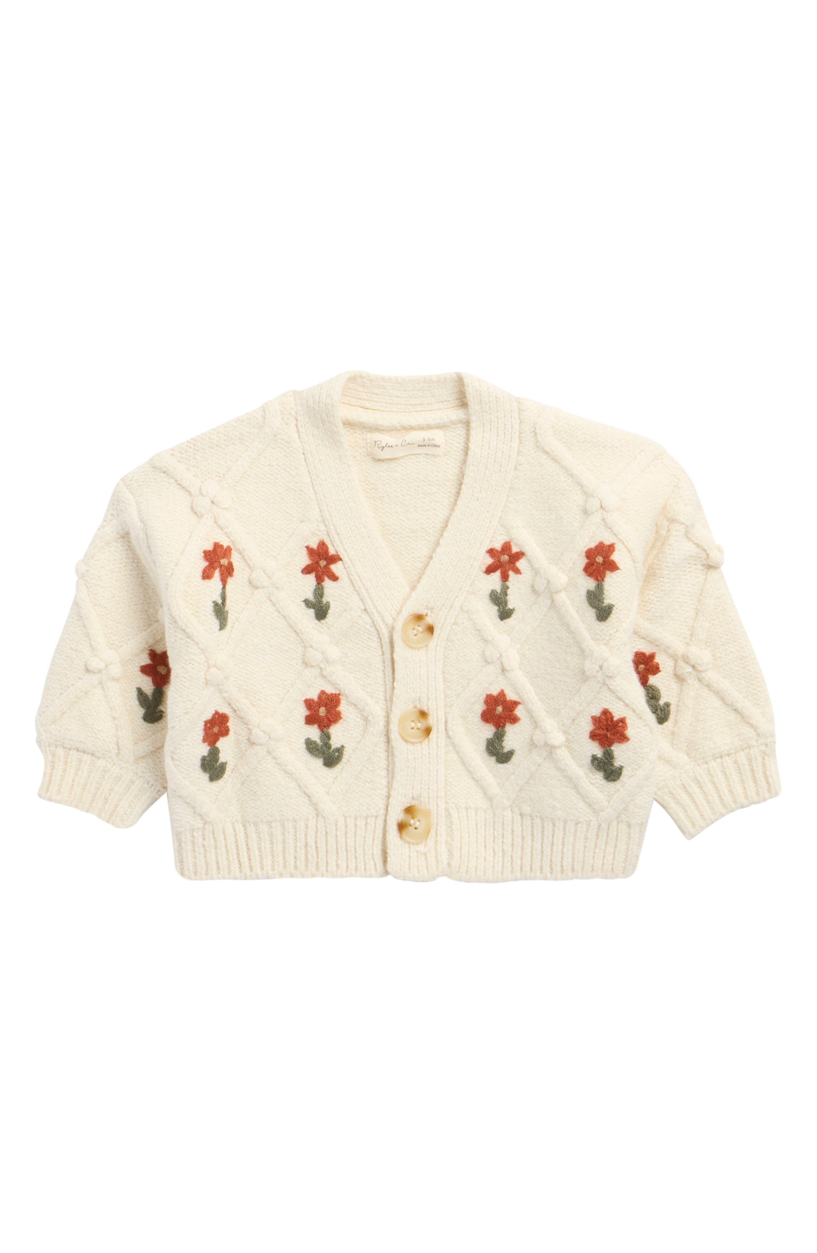 Embroidered Boxy Crop Cardigan
