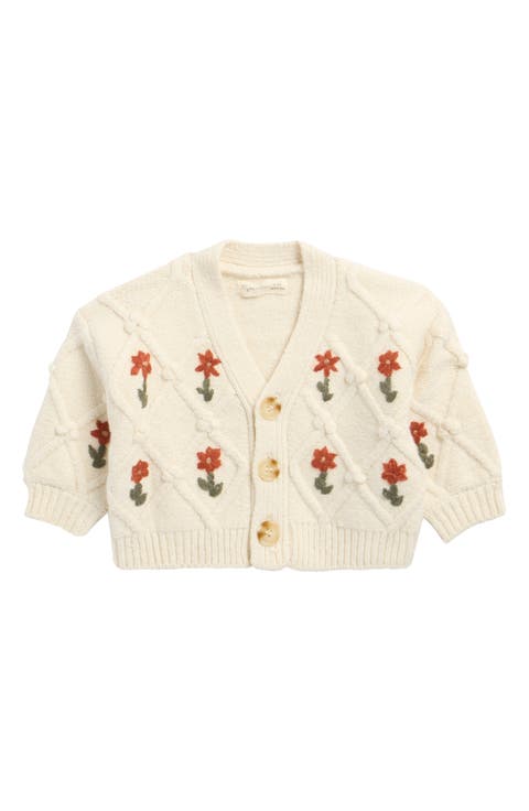 Embroidered Boxy Crop Cardigan