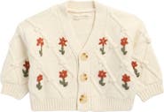 Rylee + Cru Embroidered Boxy Crop Cardigan