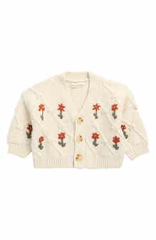 Embroidered Boxy Crop Cardigan