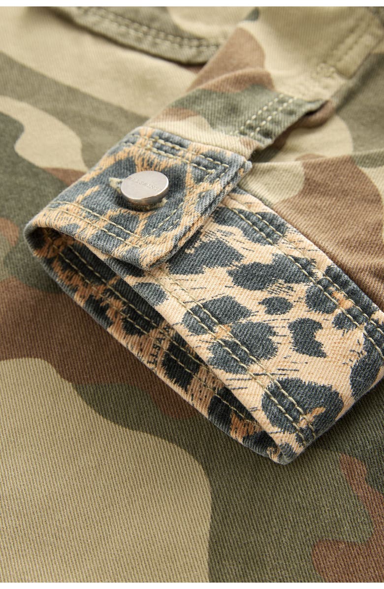 smALLSAINTS by ALLSAINTS Kids' Leopard & Camo Print Denim Shacket, Alternate, color,