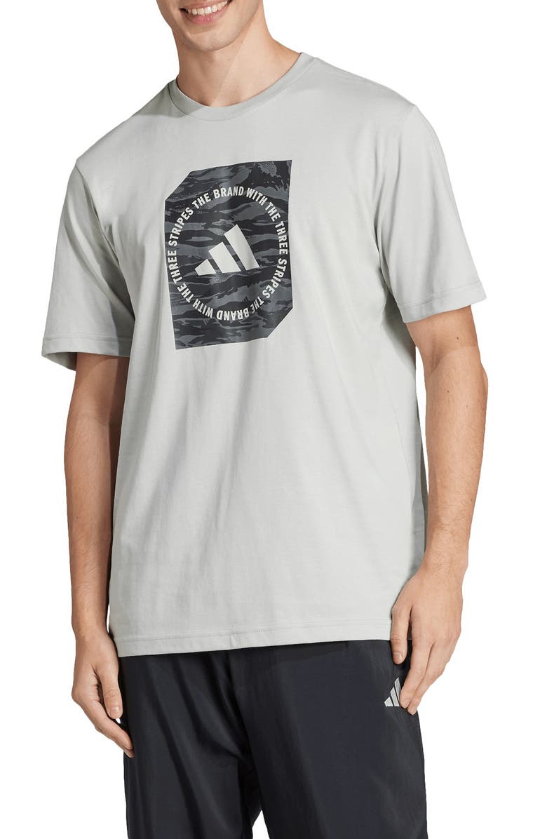 adidas Camo Graphic T-Shirt, Main, color, Wonder Silver