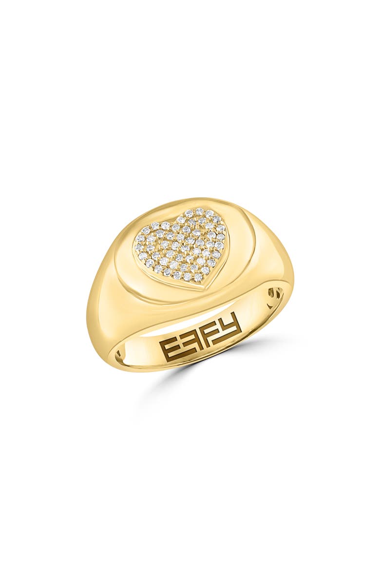 Diamond Heart Signet Ring, Main, color, GOLD