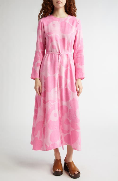 Marimekko Kaverus Unillo Floral Long Sleeve Dress in Light Pink Pink  product