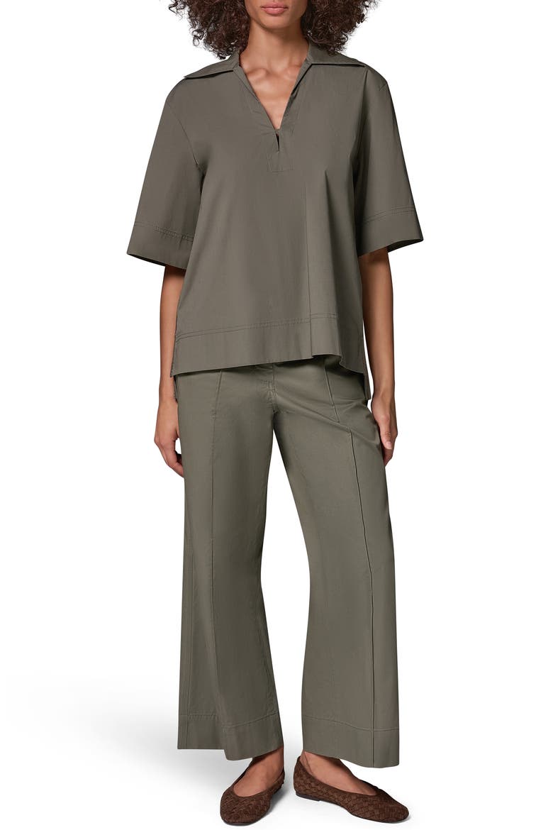Embroidered Poplin Short Sleeve Top, Alternate, color, SAGE