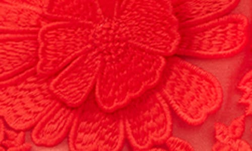 Helsi Ellen Flower Appliqué Long Sleeve Minidress In Red