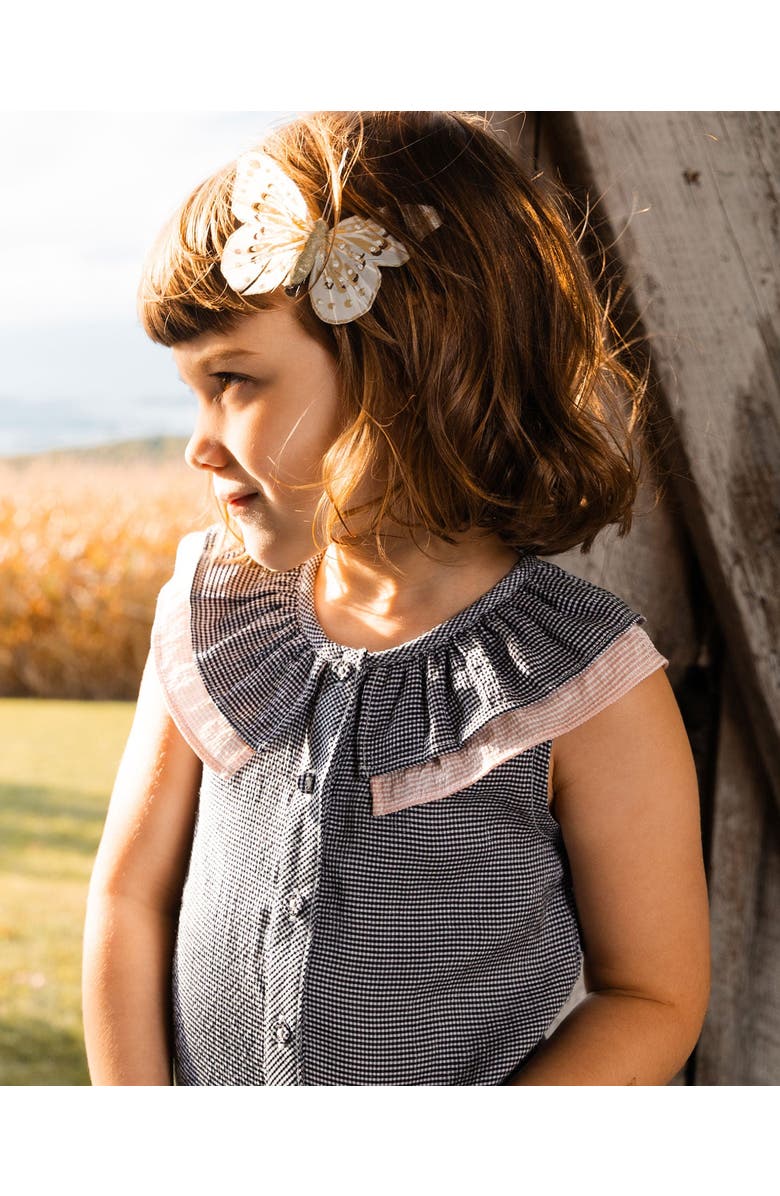Deux par Deux Little Girl's Sleeveless Top With Front Tie Black And Sparkling Pink, Alternate, color,