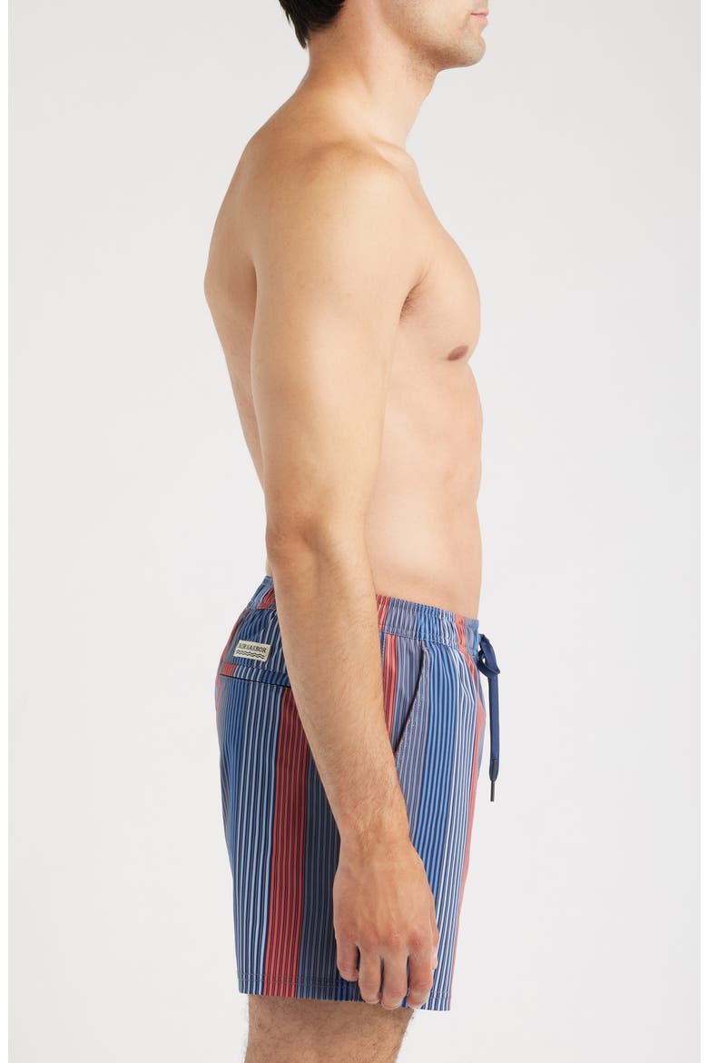 The Bungalow Stripe Water Repellent Swim Trunks, Alternate, color, BLUE TOWEL STRIPE