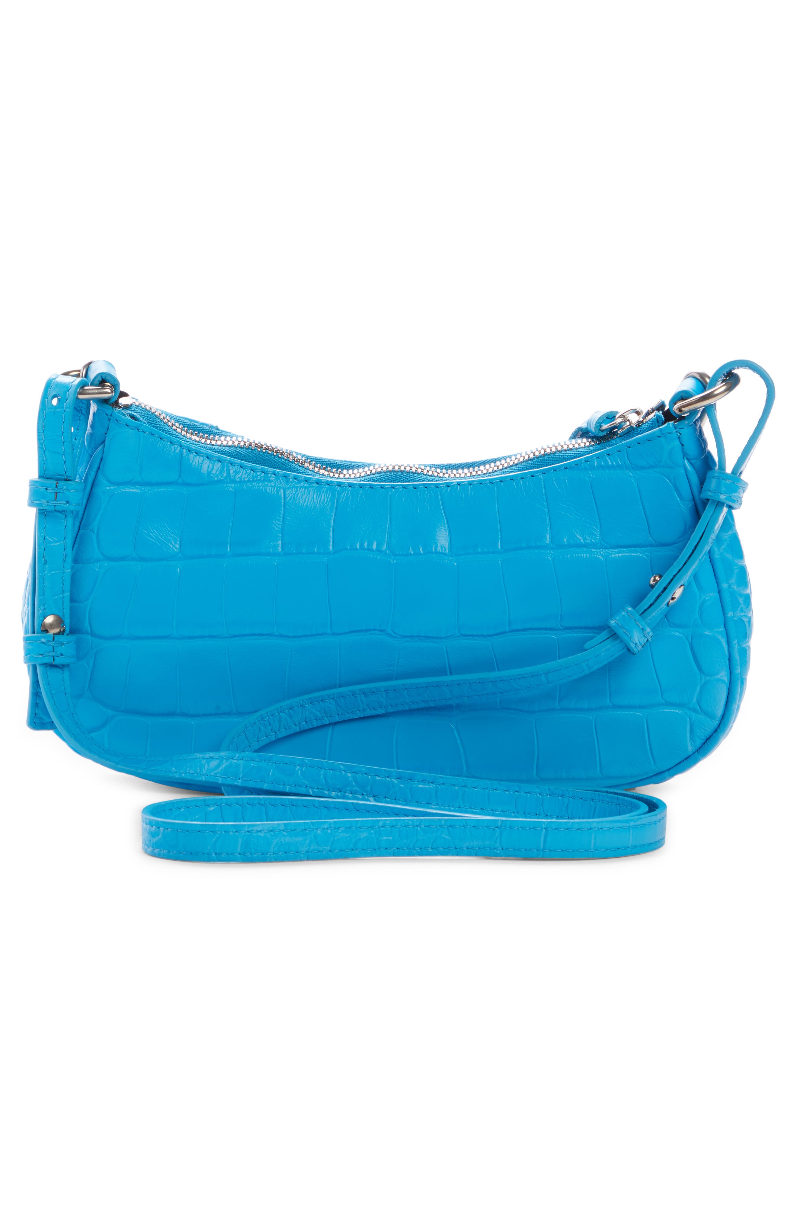 Mini Le Cagole Leather Crossbody, Alternate, color, CYAN