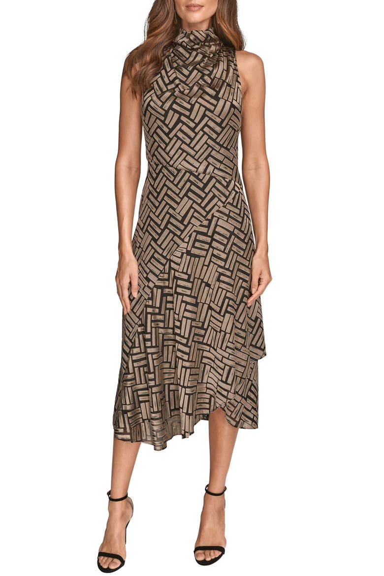 Sleeveless Burnout Midi Dress, Main, color, BLACK/ NOLITA