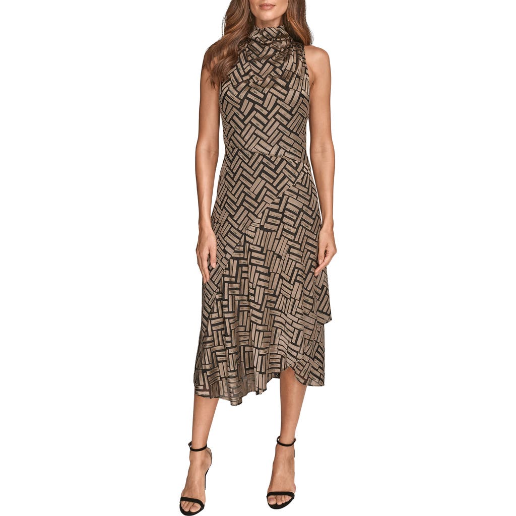 Donna Karan New York Sleeveless Burnout Midi Dress In Brown