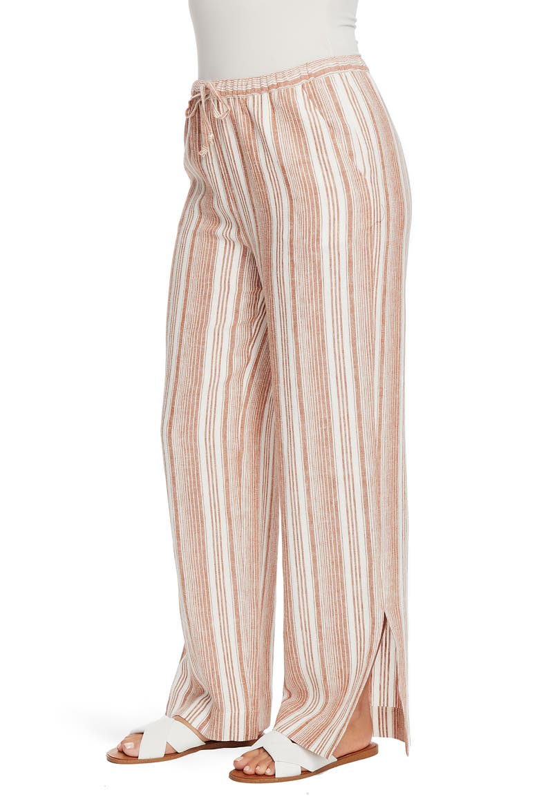 Linen Stripe Pants, Alternate, color, SUGAR ALMOND