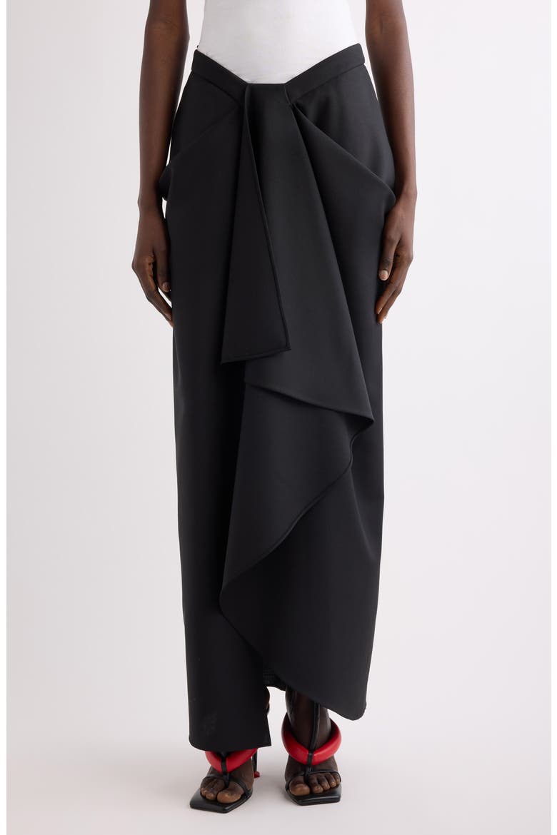 Draped Wool & Mohair Column Skirt, Main, color, BLACK