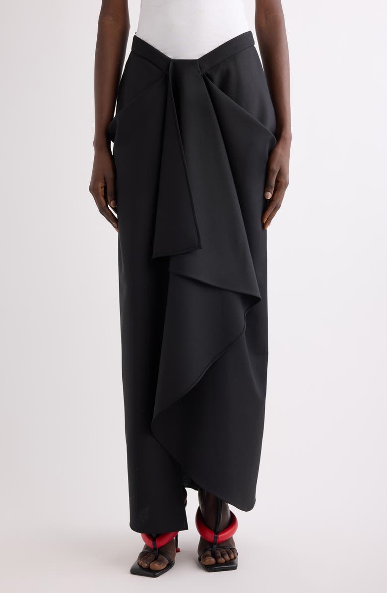 Givenchy Draped Wool & Mohair Column Skirt, Main, color, Black