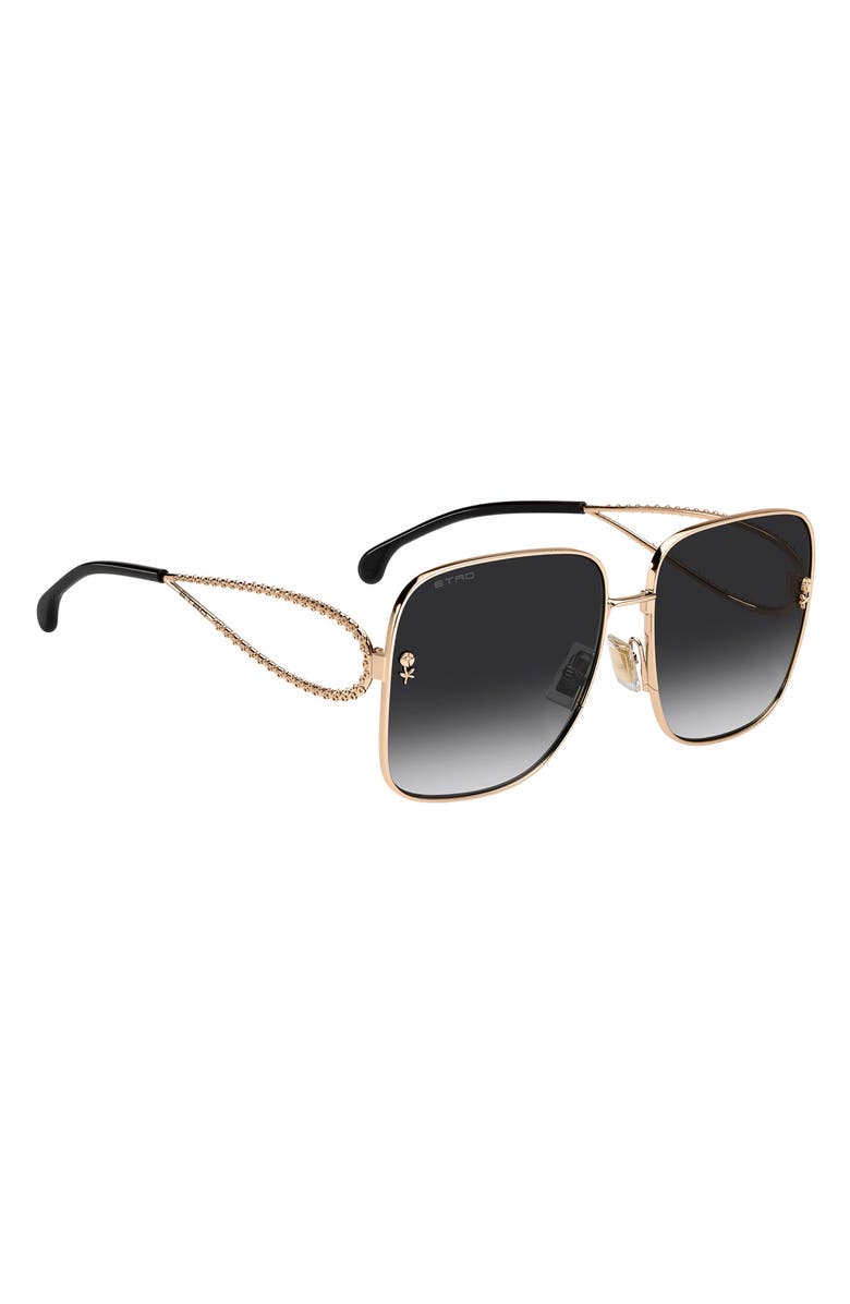 Etro 61mm Gradient Square Sunglasses, Alternate, color, Rose Gold/ Dark Grey Sf