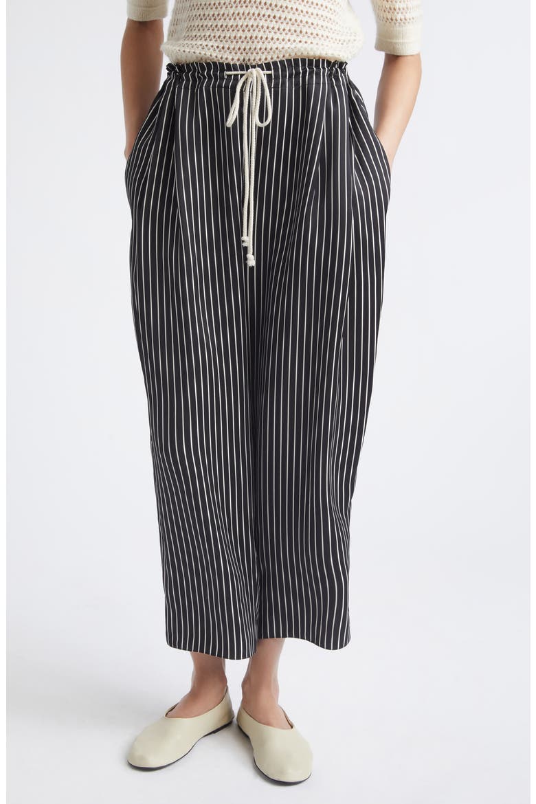 Balloon Drawstring Pants, Main, color, BLACK STRIPE