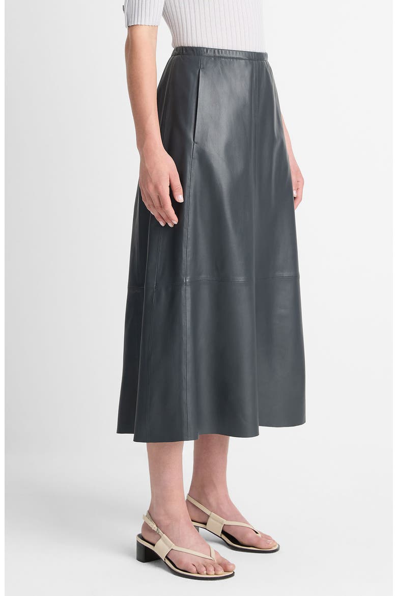 Leather Paneled A-Line Midi Skirt, Alternate, color, GRAPHITE