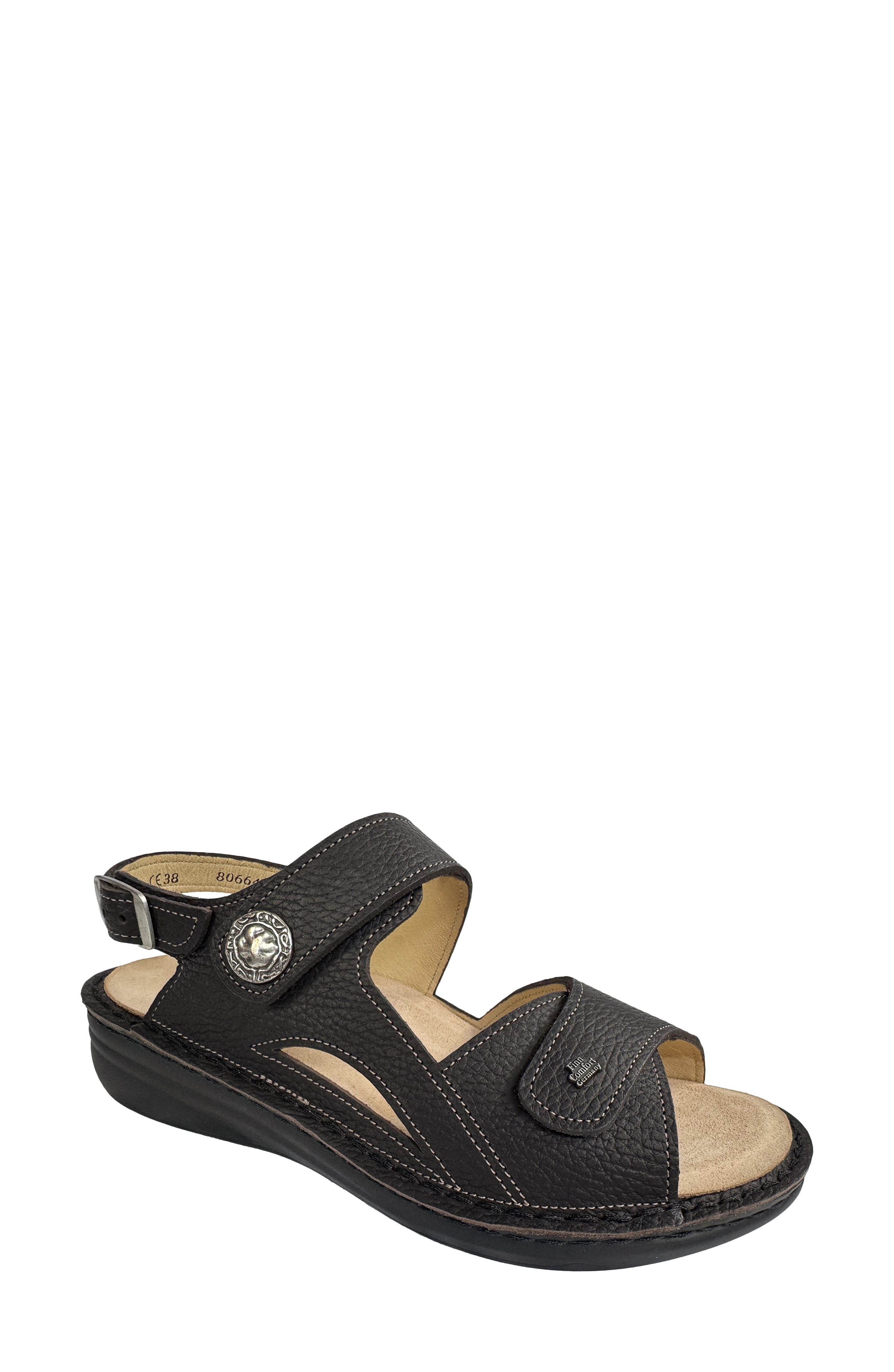Finn Comfort Barbuda Sandal, Main, color, Dark Brown