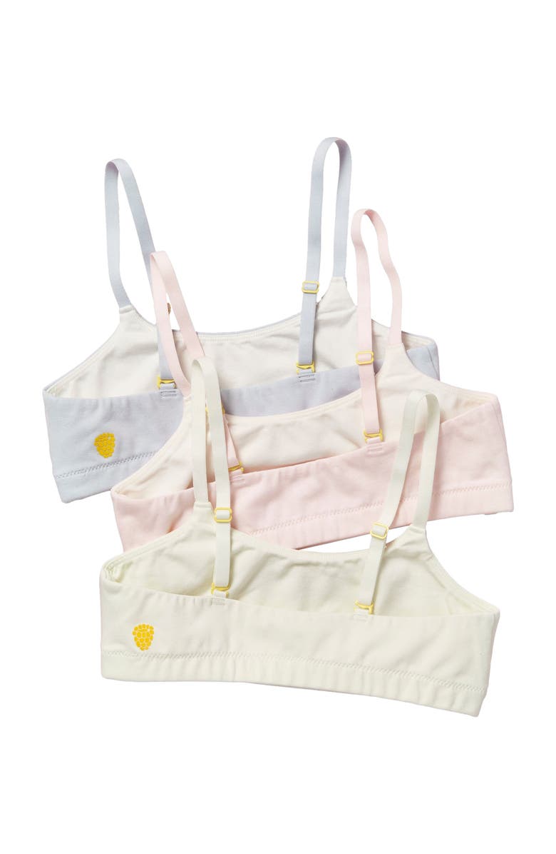 Yellowberry Pipit Pima Cotton Bra 3PK, Alternate, color, First Petals