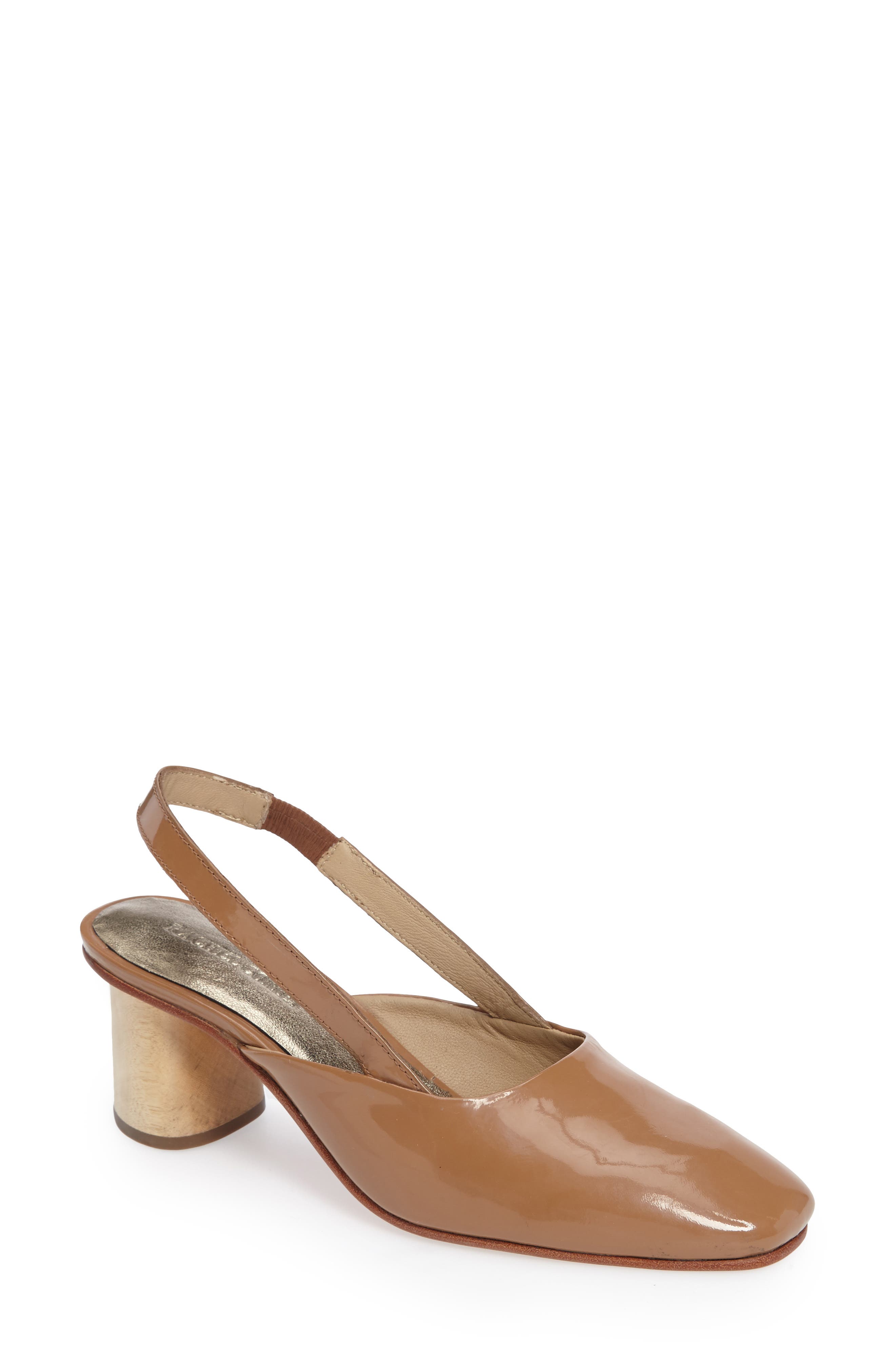 Ray Square Toe Slingback Pump, Main, color, TOFFEE PATENT