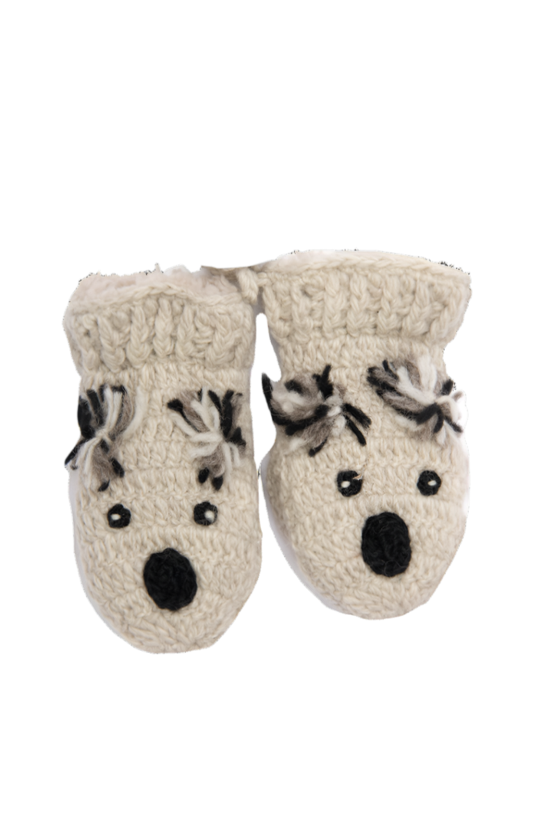 Nirvanna Designs Crochet Koala Mittens, Main, color, White Combo