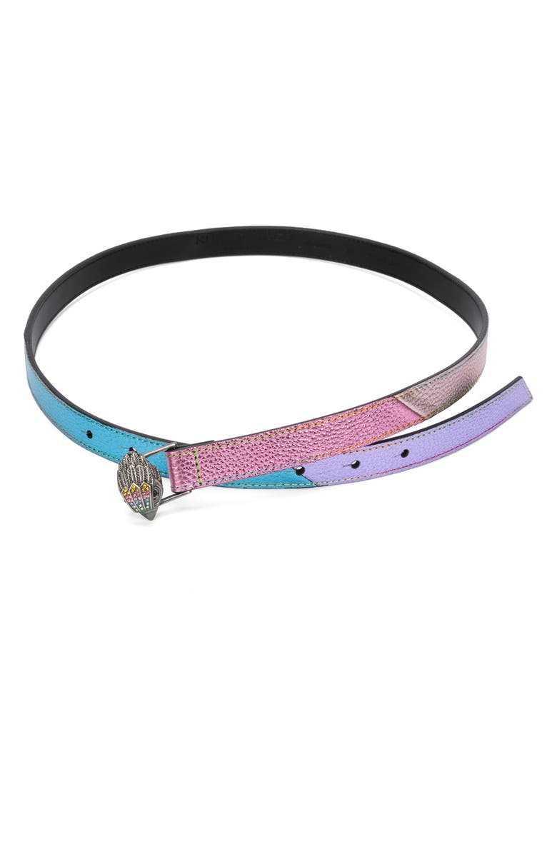 Kurt Geiger London Crystal Buckle Metallic Rainbow Belt, Alternate, color, 