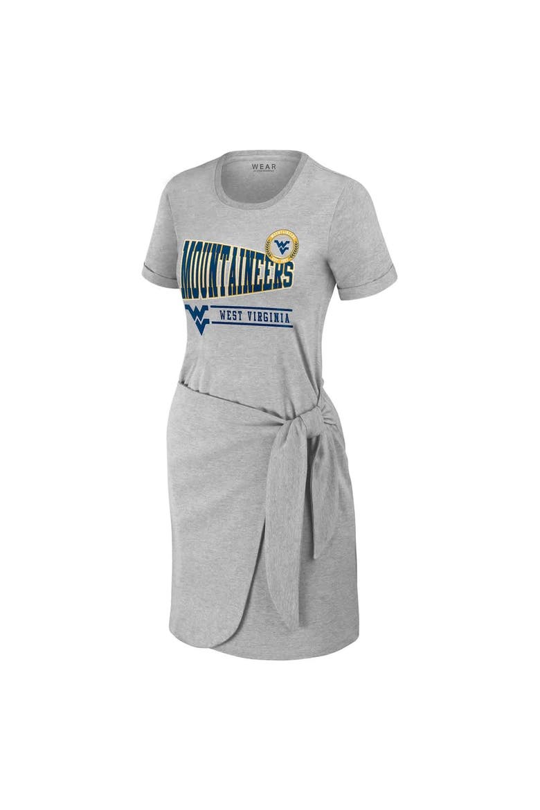 Women's WEAR by Erin Andrews Heather Gray West Virginia Mountaineers Knotted T-Shirt Dress, Alternate, color, Heather Gray