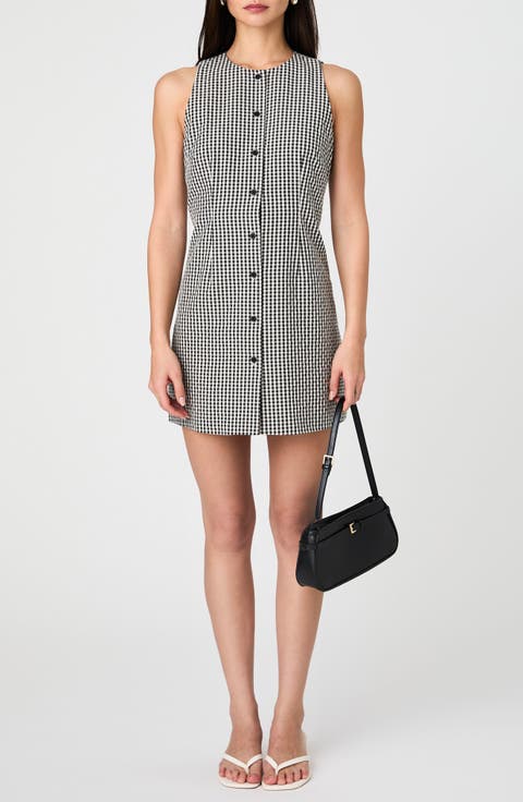 Gingham Sleeveless Cotton Minidress