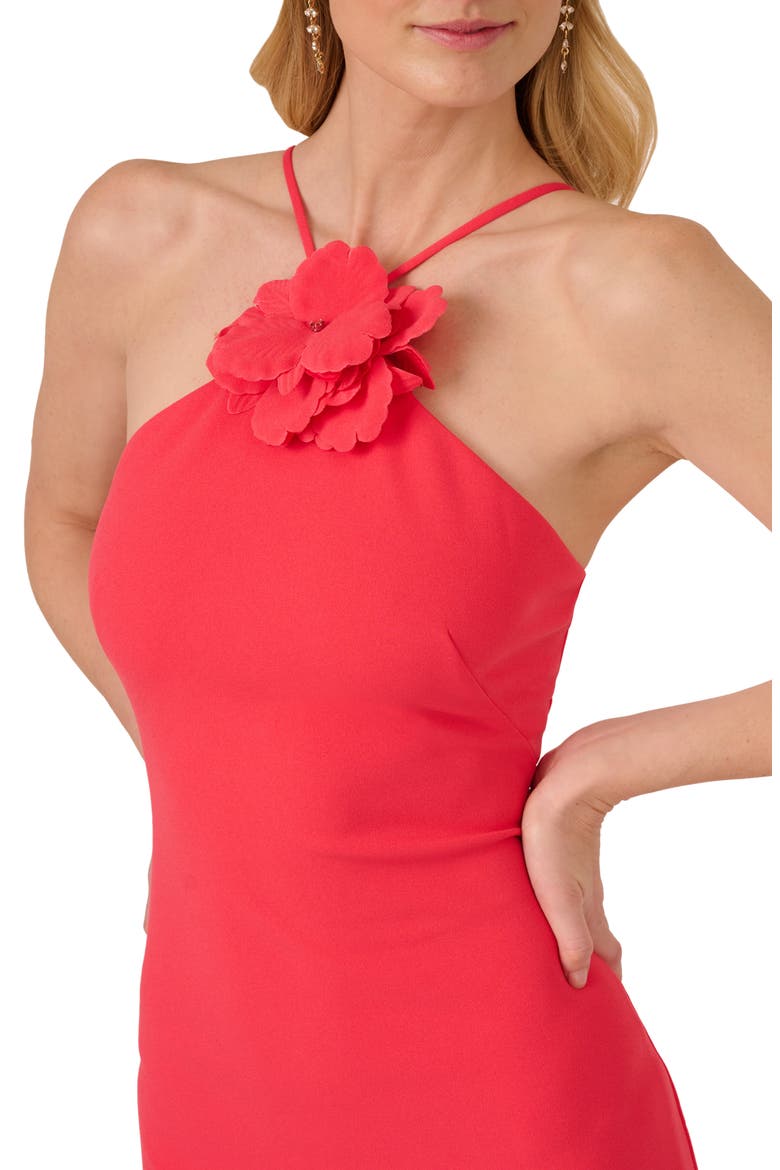 3D Floral Halter Dress, Alternate, color, BEACH ROSE