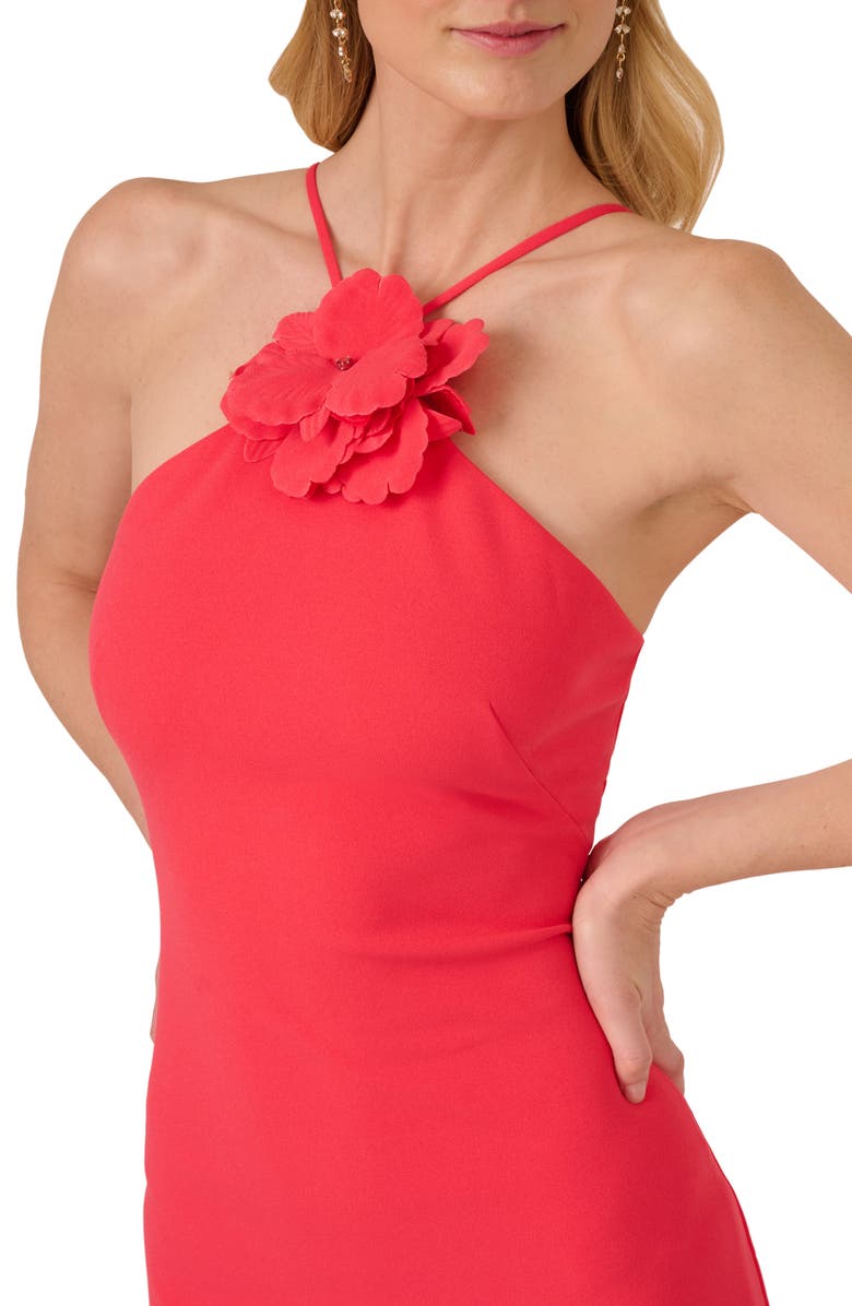 Adrianna Papell 3D Floral Halter Dress, Alternate, color, Beach Rose