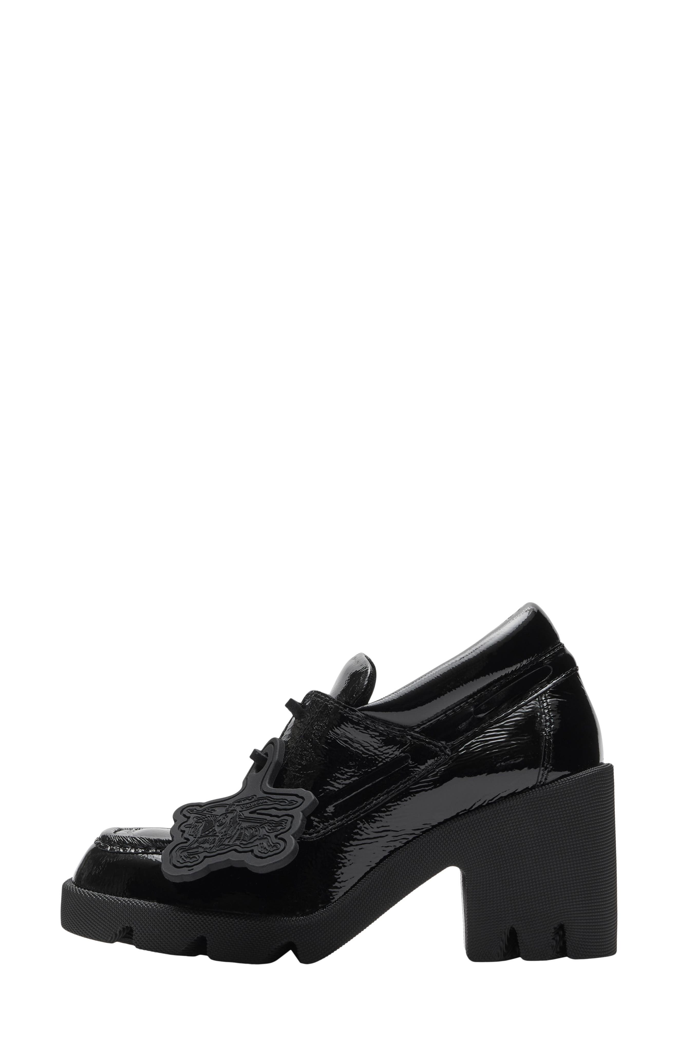 Burberry Stride Block Heel Derby, Alternate, color, Black