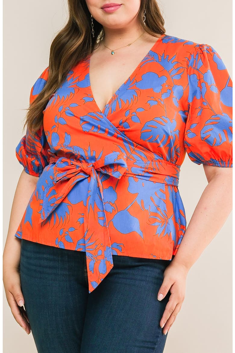 Cotton Wrap Top, Alternate, color, ORANGE