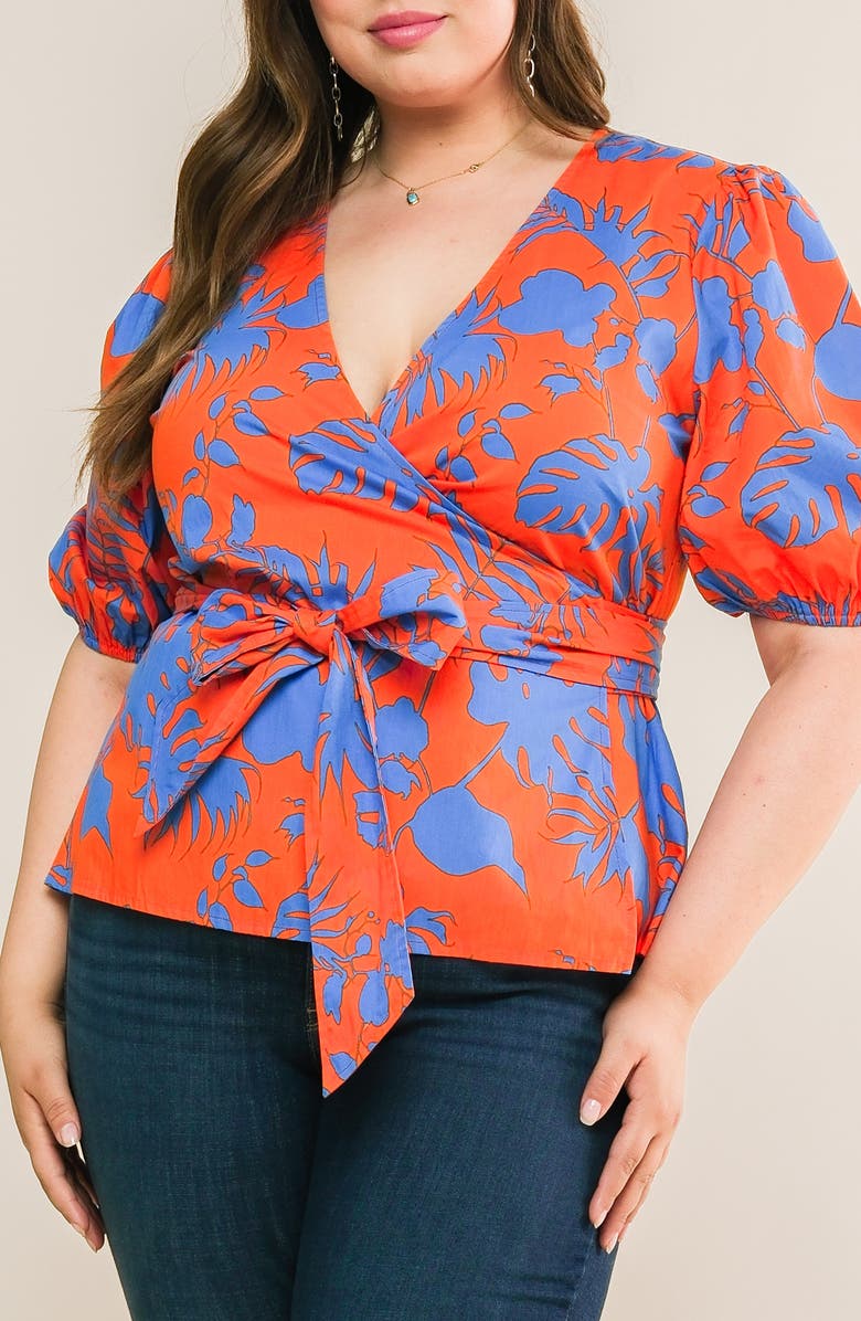 FLYING TOMATO Cotton Wrap Top, Alternate, color, Orange