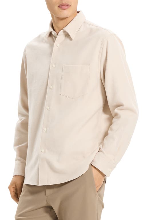 Theory Weekend Brushed Cotton Twill Button-up Shirt In Gray