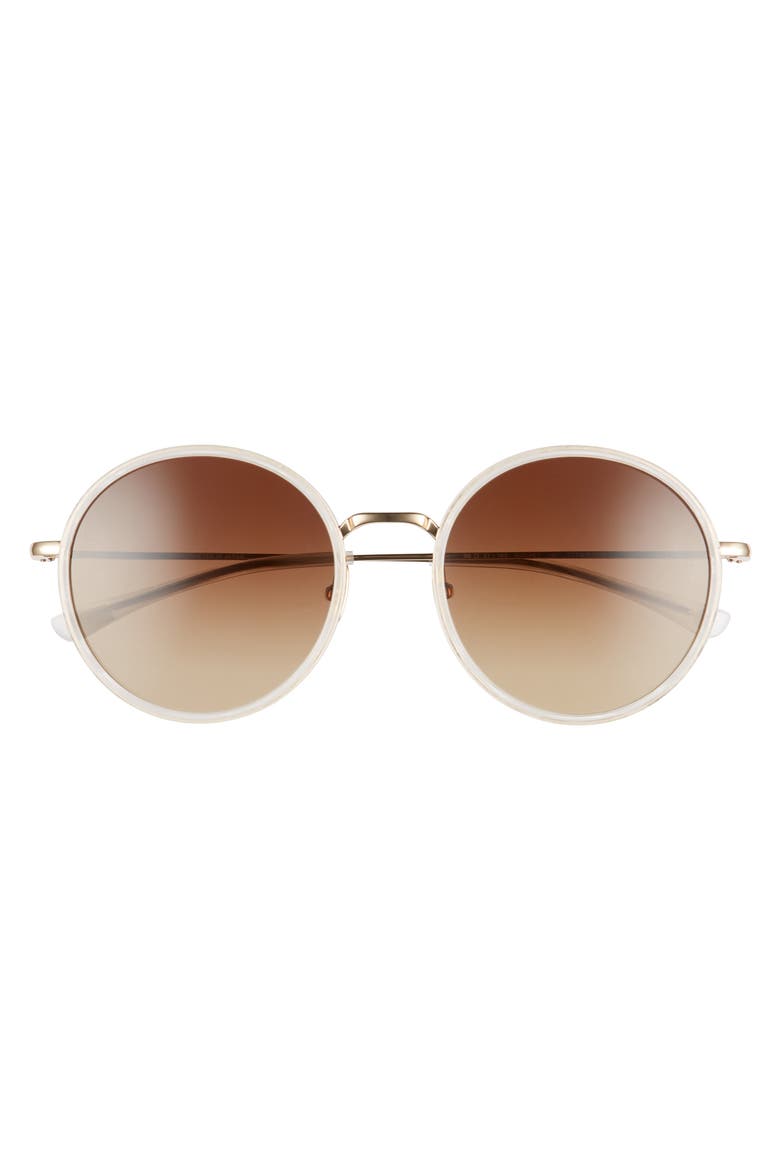 Audrey 56mm Polarized Round Sunglasses, Alternate, color, WHITE GOLD/ BROWN