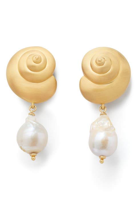 freshwater pearl drop earrings