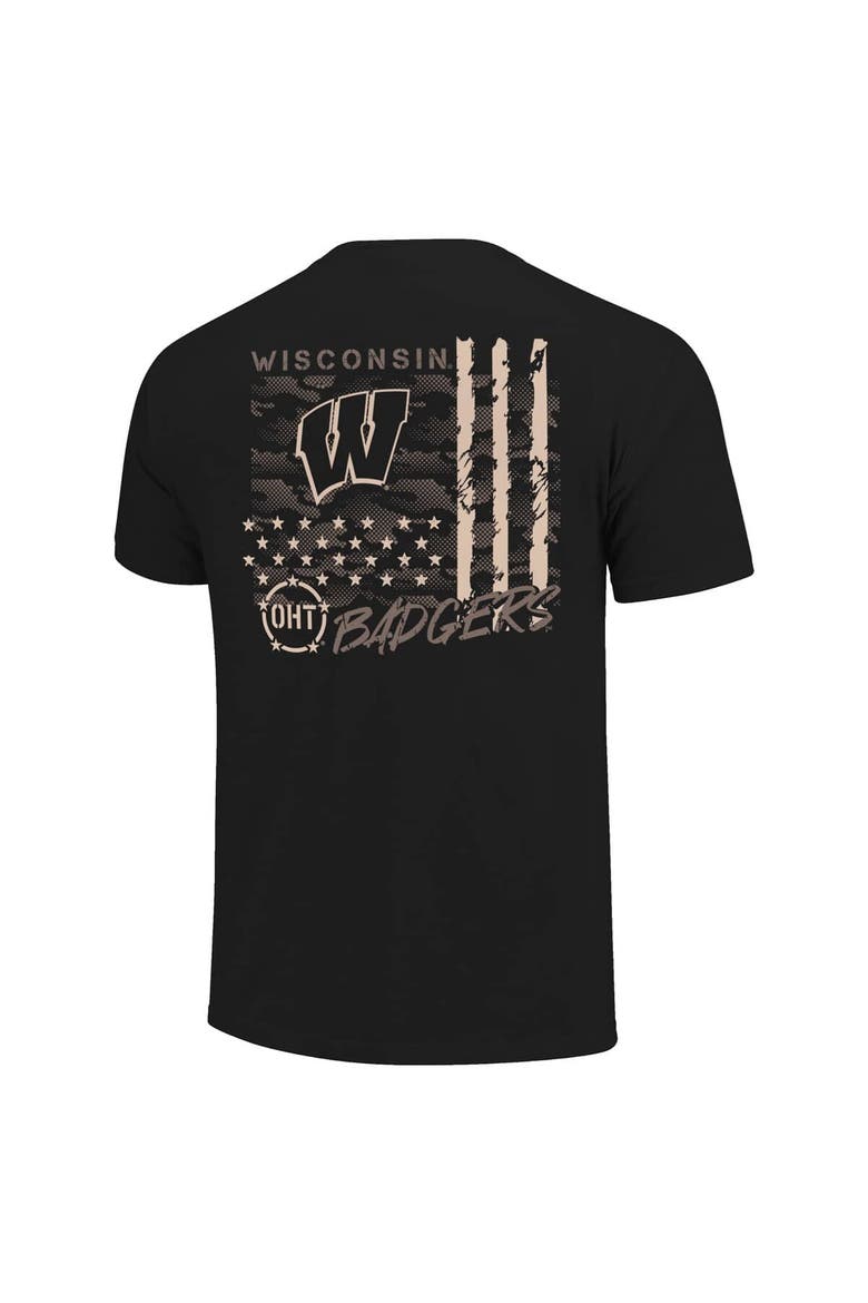 Men's  Black Wisconsin Badgers Comfort Colors OHT Camo Overlay T-Shirt, Alternate, color, Black