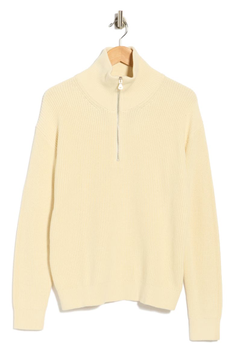 Quarter Zip Cotton Sweater, Alternate, color, OFF WHITE