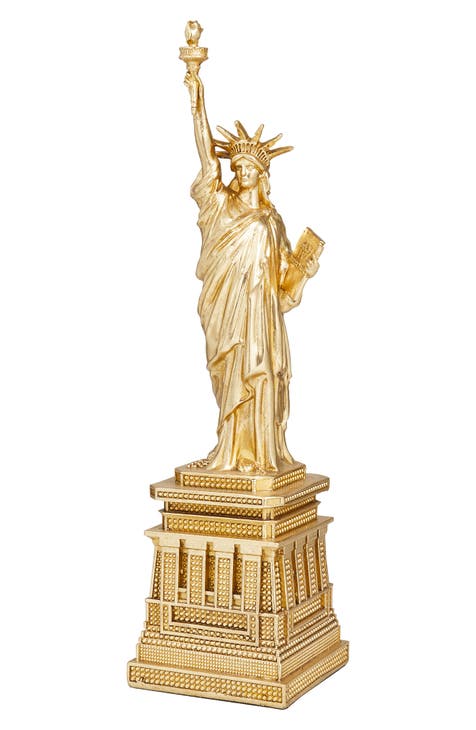 Goldtone Polystone Statue of Liberty Sculpture