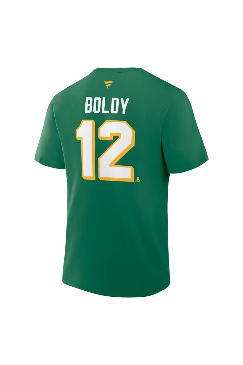 Men's Fanatics Matthew Boldy Kelly Green Minnesota Wild Authentic Stack Name & Number T-Shirt, Alternate, color, Kelly Green