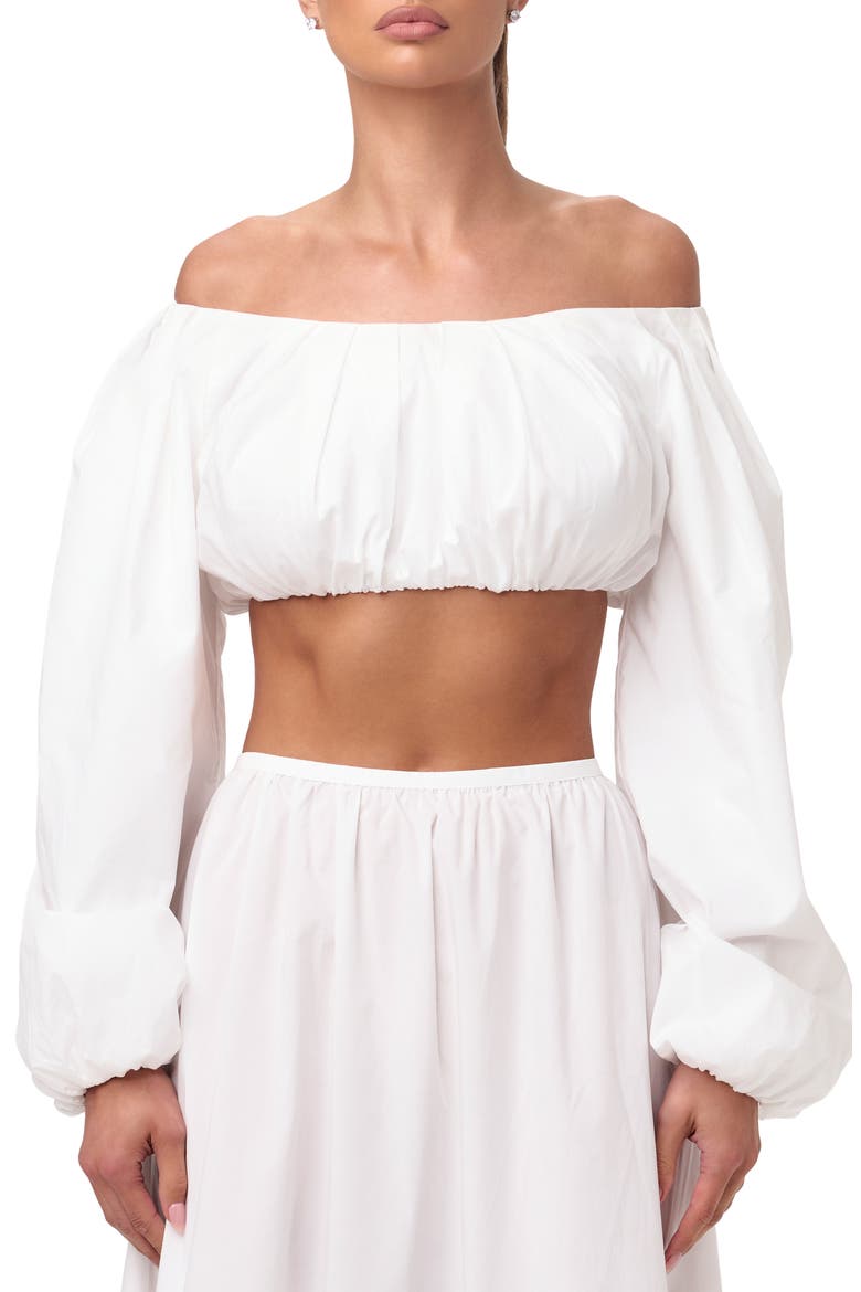 Shirting Off the Shoulder Crop Top, Main, color, WHITE