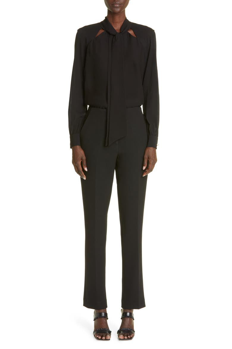 Michelle Stretch Crepe Slim Leg Pants, Alternate, color, BLACK