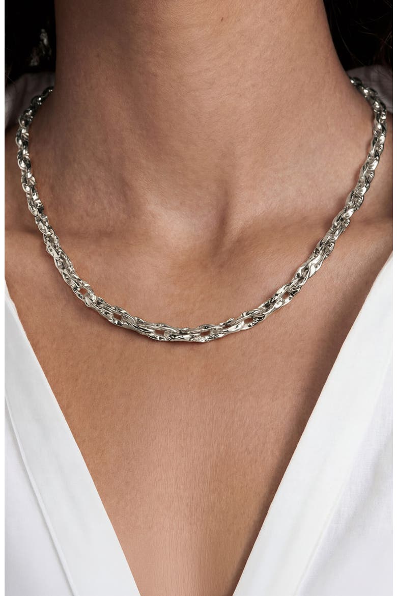 Sculpted Links Necklace, Alternate, color, SILVER